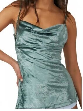 Free People Velvet Cowl Neck Cami in green